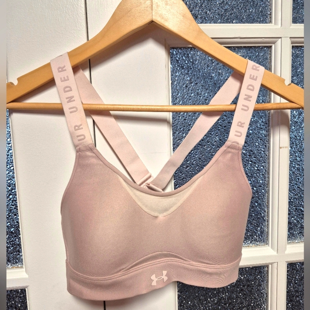 NWOT High Impact Infinity Bra Under Armour light pink court sports running XS